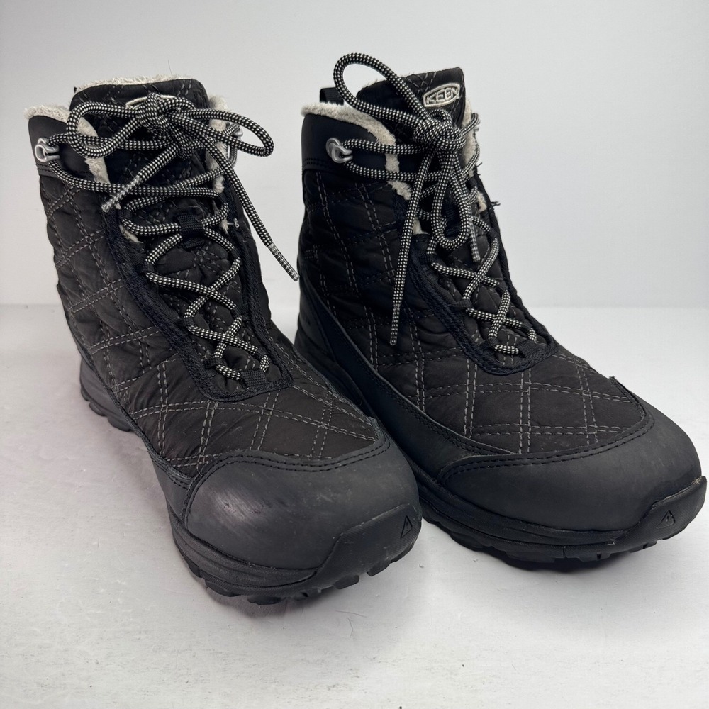 Keen Terradora II Ankle Pull-On Waterproof Winter Boots Black Faux Fur Size 8.5 - Picture 2 of 8